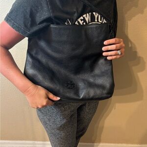 Tory Burch Black Pebbled Leather Shoulder Bag